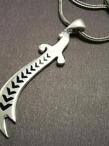 Hz.Ali Kılıcı Zülfikar Gümüş Erkek Kolye Zincir Orta Boy