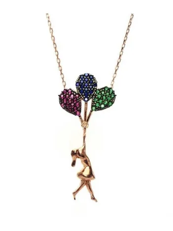 Balonlu Kız Bayan Gümüş Kolye