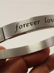 Forever Love Paslanmaz Çelik Erkek Kelepçe Bileklik Orta Kalınlıkta