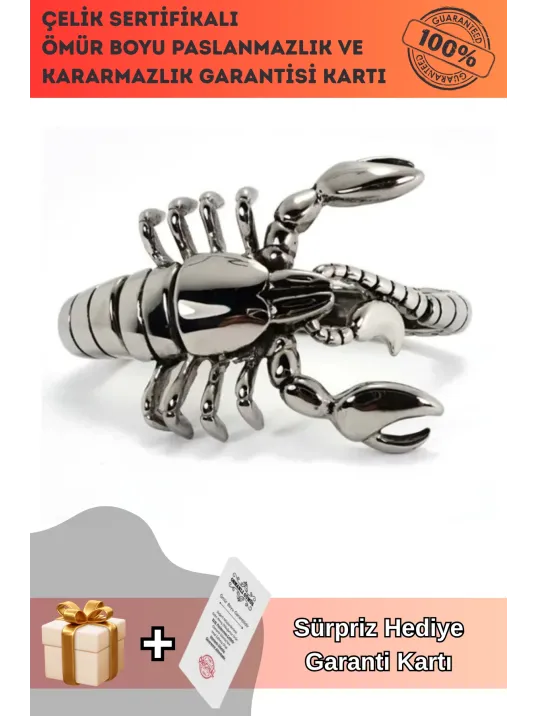 Akrep Figürlü Erkek Çelik Bileklik Özel Tasarım Lüks Model