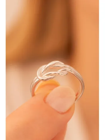 Kadın Gümüş Yüzük - El İşçiliği Gümüş Aşk Düğümü Kadın Yüzük