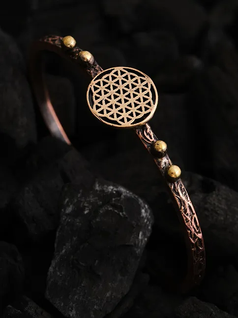 Kadın Bakır Bileklik - Lotus Çiçeği Model Kadın Bakır Kelepçe Bileklik Bilezik