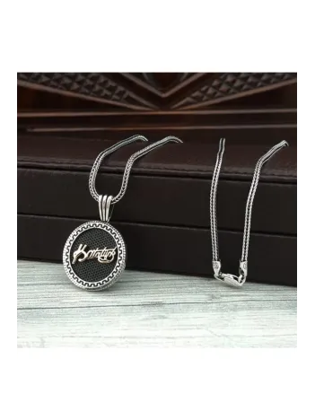 Kemal Atatürk Imzalı Yuvarlak Model Gümüş Erkek Kolye