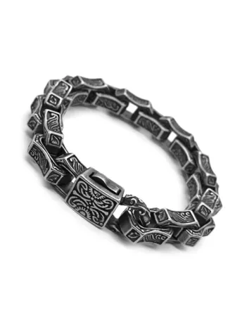 Motifli Kalın Gemi Zinciri Model Çelik Erkek Bileklik CBLMOTZINCR-SYH