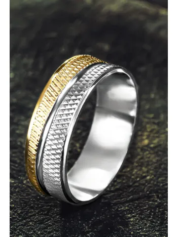 Erkek Gümüş Alyans - Çift Renk Geçişli 925 Ayar Erkek Yüzük Erkek Gümüş Alyans - Çift Renk Geçişli 925 Ayar Erkek Yüzük