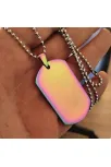 Hologram Renkli Asker Künyesi Erkek Çelik Kolye