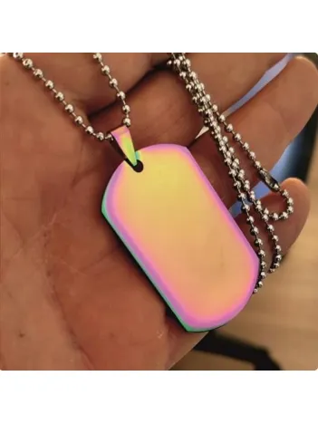 Hologram Renkli Asker Künyesi Erkek Çelik Kolye