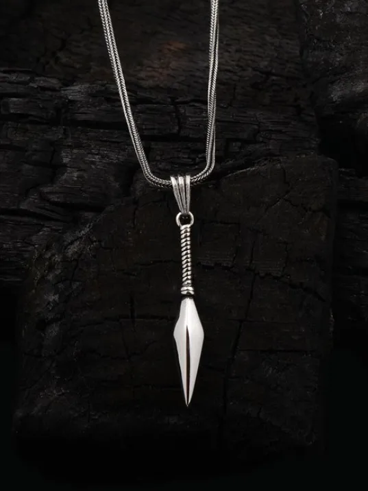 Mızrak Ucu Figürlü Erkek Gümüş Kolye Zincir Gklyzkhnmzr-gms