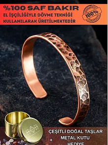 Saf Dövme Bakır Bileklik El Işçiliği Grift Kelepçe Metal Kutu Doğal Taşlar Kadın Erkek Bilezik
