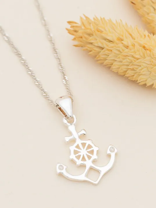 Gemi Çapası Gümüş Bayan Kolye Orta Boy