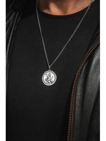 Steel Aether Çelik Erkek Kolye Yunan Tanrısı İşlemeli Yuvarlak Plaka Paslanmaz Kararmaz