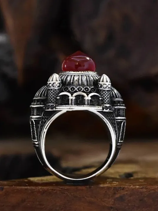 İslam Usta Tasarımı Kızıl Kubbe Model Gümüş Erkek Yüzük GYZISLMSTM4-GMS İslam Usta Tasarımı Kızıl Kubbe Model Gümüş Erkek Yüzük GYZISLMSTM4-GMS