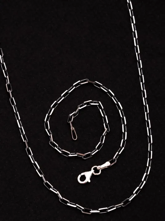 Erkek Gümüş Kolye Bileklik Set - 925 Ayar Oksitli Forse Zincir Gümüş Kolye Bileklik Set