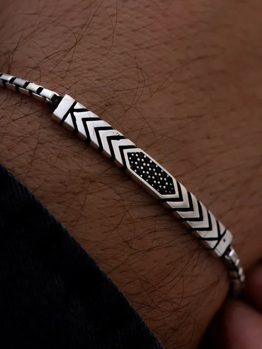 Erkek Gümüş Bileklik - Küp Zincirli Omega Model 3 Gümüş Bileklik