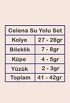 Celena Bayan Zümrüt Taşlı Gümüş Su Yolu Set - Kolye, Bileklik, Küpe, Yüzük