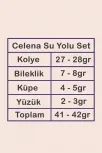 Celena Bayan Zümrüt Taşlı Gümüş Su Yolu Set - Kolye, Bileklik, Küpe, Yüzük