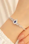 Kadın Gümüş Bileklik - 925 Ayar Gümüş Zirkon Ve Safir Taşlı Çise Model Kadın Bileklik Kadın Gümüş Bileklik - 925 Ayar Gümüş Zirkon Ve Safir Taşlı Çise Model Kadın Bileklik