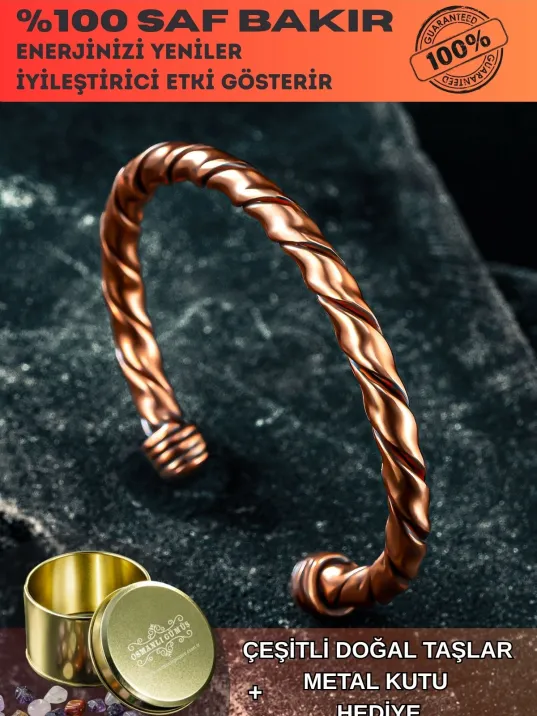 Erkek Bakır Bileklik - Sirayet Erkek Bakır Kelepçe Bileklik Bilezik