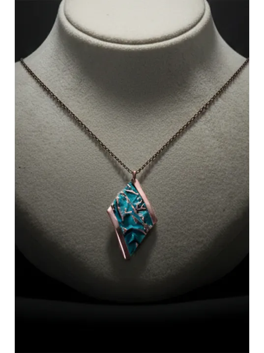 Kadın Bakır Set - Turkuaz Okyanus Fısıltısı Kalın Model Bakır Kadın Kolye Bileklik Yüzük Küpe Set