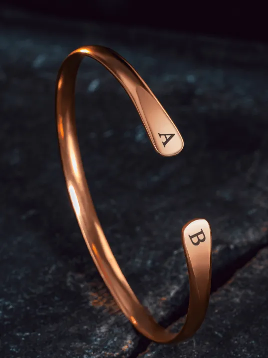 Erkek Kadın Bakır Bileklik - Harf Yazılabilir Lades Model Erkek Kadın Bileklik Bilezik