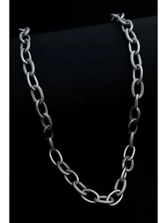 Kadın Çelik Kolye - Desenli Halka Model 316L Çelik Kolye Ömür Boyu Kararmaz Paslanmaz