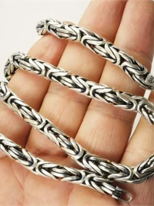 Gümüş Kral Erkek Kolye Zincir 6mm Kalın Model