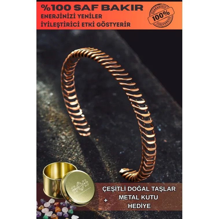 Saf Bakır Bileklik Burgu Örgü Sarım Model Metal Kutu Doğal Taşlar Kadın Erkek Bilezik Saf Bakır Bileklik Burgu Örgü Sarım Model Metal Kutu Doğal Taşlar Kadın Erkek Bilezik