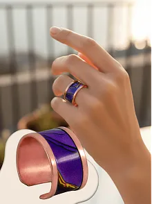 Kadın Bakır Yüzük - Laura Model Özel Baskı Metal Kutu Ve Kuvars Taşı