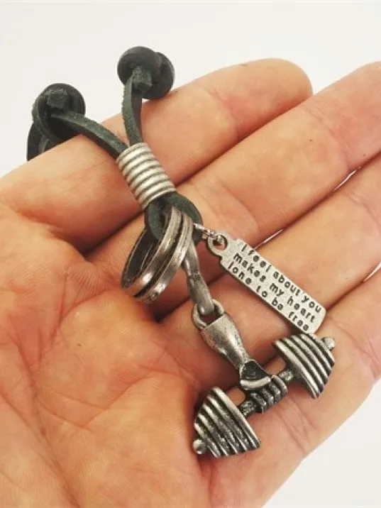 Dambıl Erkek Deri Kolye Dambıl Erkek Deri Kolye