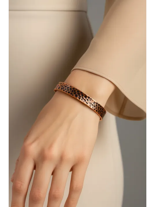 Erkek Kadın Bakır Bileklik - Model 2 Ayetel Kursi Dualı Saf Dövme Grift Kelepçe Metal Kutu Doğal Taş