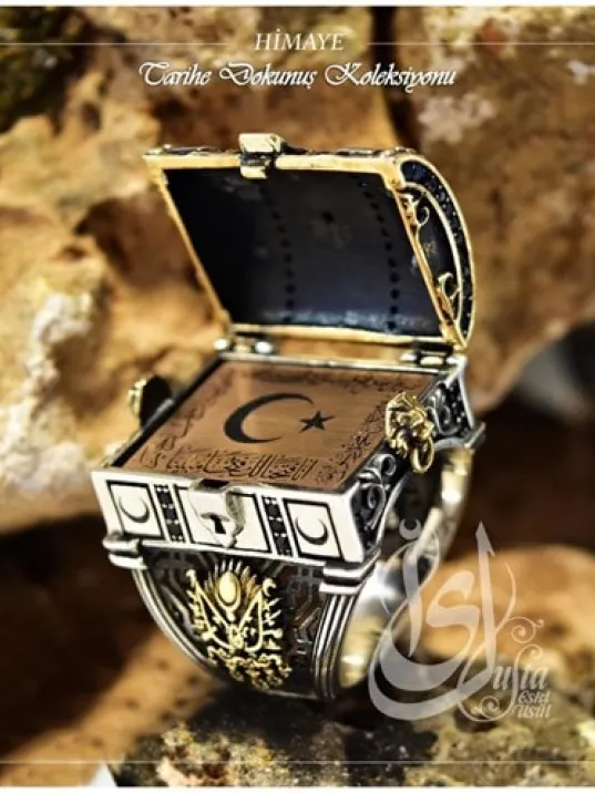 İslam Usta Tasarımı Himaye Gümüş Erkek Yüzük