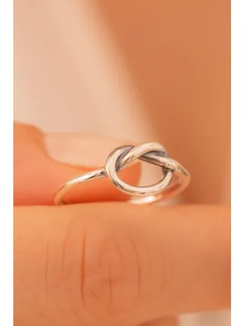 Kadın Gümüş Yüzük - El İşçiliği Oksitli Gümüş Aşk Düğümü Model 2 Kadın Yüzük
