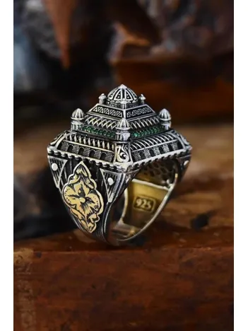 İslam Usta Tasarımı Ulu Kubbe Model Gümüş Erkek Yüzük GYZISLMSTM9-GMS