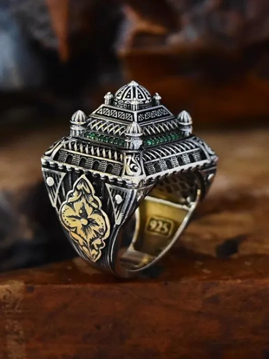 İslam Usta Tasarımı Ulu Kubbe Model Gümüş Erkek Yüzük GYZISLMSTM9-GMS İslam Usta Tasarımı Ulu Kubbe Model Gümüş Erkek Yüzük GYZISLMSTM9-GMS