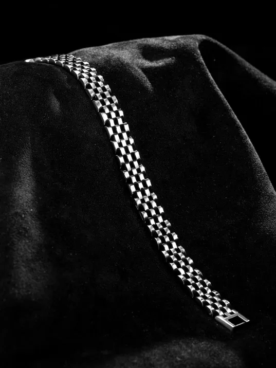 Erkek Gümüş Bileklik - Bukle Model Tasarım Erkek Bileklik