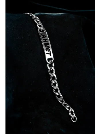 Erkek Çelik Bileklik - İsim Yazılabilir Gurmet Zincir Model Erkek Bileklik