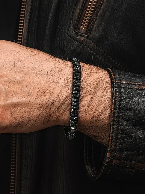 Erkek Kadın Doğal Taş Bileklik - Siyah Hematit Doğal Taşlı Makrome Yuvarlak Model 2 Unisex Bileklik