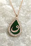 Zirkon Taşlı Damla Model Rose Renk Vav Harfi Gümüş Kolye