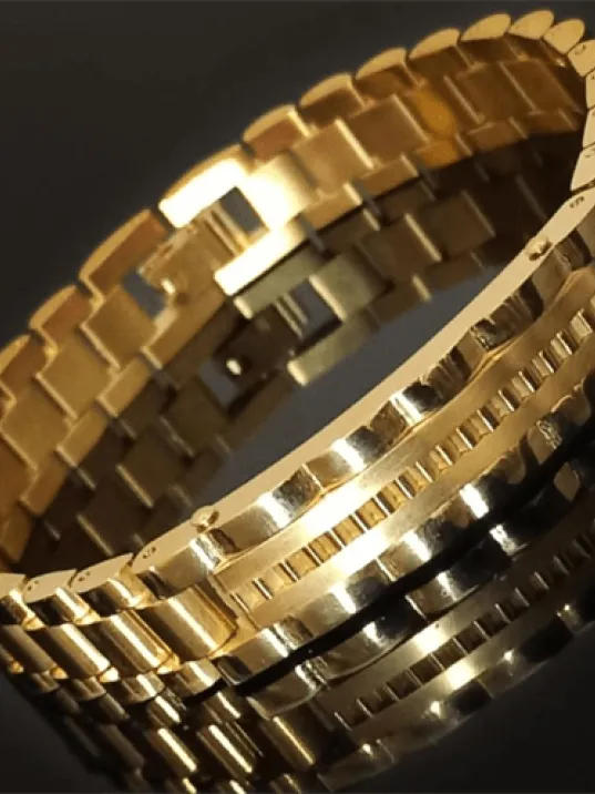 Sarı - Sarı Lüks Bukle Model Erkek Çelik Bileklik CBLLUKSTIRK-ALT Sarı - Sarı Lüks Bukle Model Erkek Çelik Bileklik CBLLUKSTIRK-ALT