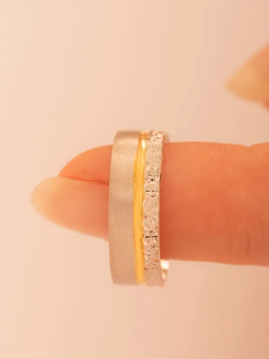 Erkek Gümüş Yüzük - 925 Ayar Sarı Ve Beyaz Model Gümüş Alyans Yüzük Erkek Gümüş Yüzük - 925 Ayar Sarı Ve Beyaz Model Gümüş Alyans Yüzük