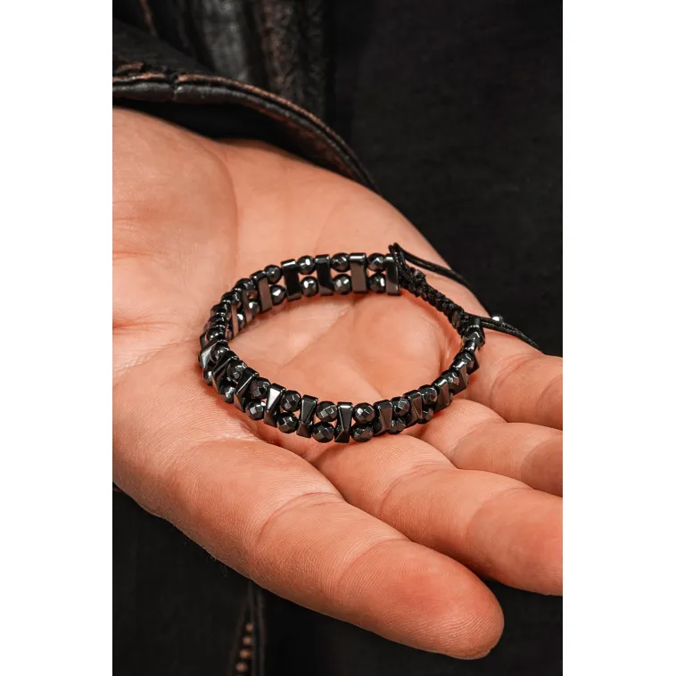 Erkek Kadın Doğal Taş Bileklik - Siyah Hematit Doğal Taşlı Makrome Yuvarlak Model Unisex Bileklik Erkek Kadın Doğal Taş Bileklik - Siyah Hematit Doğal Taşlı Makrome Yuvarlak Model Unisex Bileklik