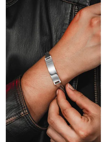 Erkek Gümüş Bileklik - İsim Yazılan 2.8 mm Çift Yuvarlak Kral Zincir Erkek Bileklik