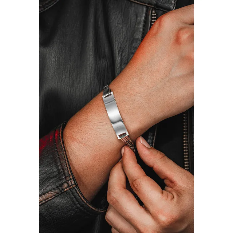 Erkek Gümüş Bileklik - İsim Yazılan 2.8 mm Çift Yuvarlak Kral Zincir Erkek Bileklik