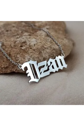 Kişiye Özel Gotik İsim Yazılan Gümüş Renk Erkek Gümüş Kolye Zincir GKLGMSKISIM
