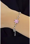Kadın Gümüş Bileklik - Pembe Doğal Safir Taşlı Nergis Model Damla Motifli Gümüş Bileklik Kadın Gümüş Bileklik - Pembe Doğal Safir Taşlı Nergis Model Damla Motifli Gümüş Bileklik