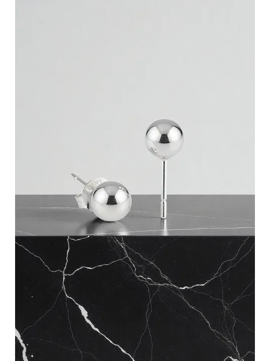 Kadın Gümüş Küpe - 5 mm 925 Ayar Gümüş Top Küpe