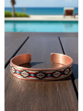 Kadın Bakır Bileklik Yüzük Set - İvan Model Özel Baskı Metal Kutu Ve Kuvars Taşı