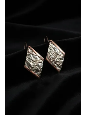 Kadın Bakır Küpe - Beyaz Yıldız Tozu Model Bakır Kadın Küpe