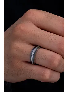 Erkek Gümüş Yüzük - 925 Ayar Bombeli Snake Model Gümüş Alyans Yüzük