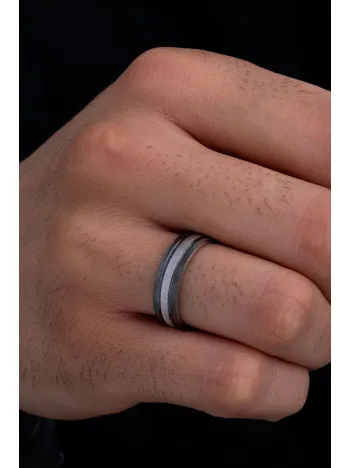 Erkek Gümüş Yüzük - 925 Ayar Bombeli Snake Model Gümüş Alyans Yüzük